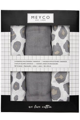 Meyco Muslin Swaddle 3-pack Organic Cotton - Panther/Grey - 120x120cm - Mari Kali Stores Cyprus